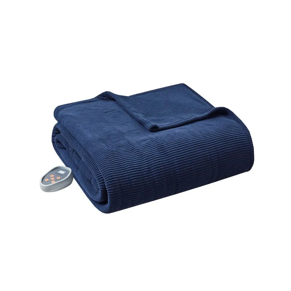 100% Polyester Solid Textured Fleece Heated Blanket BR54-3259