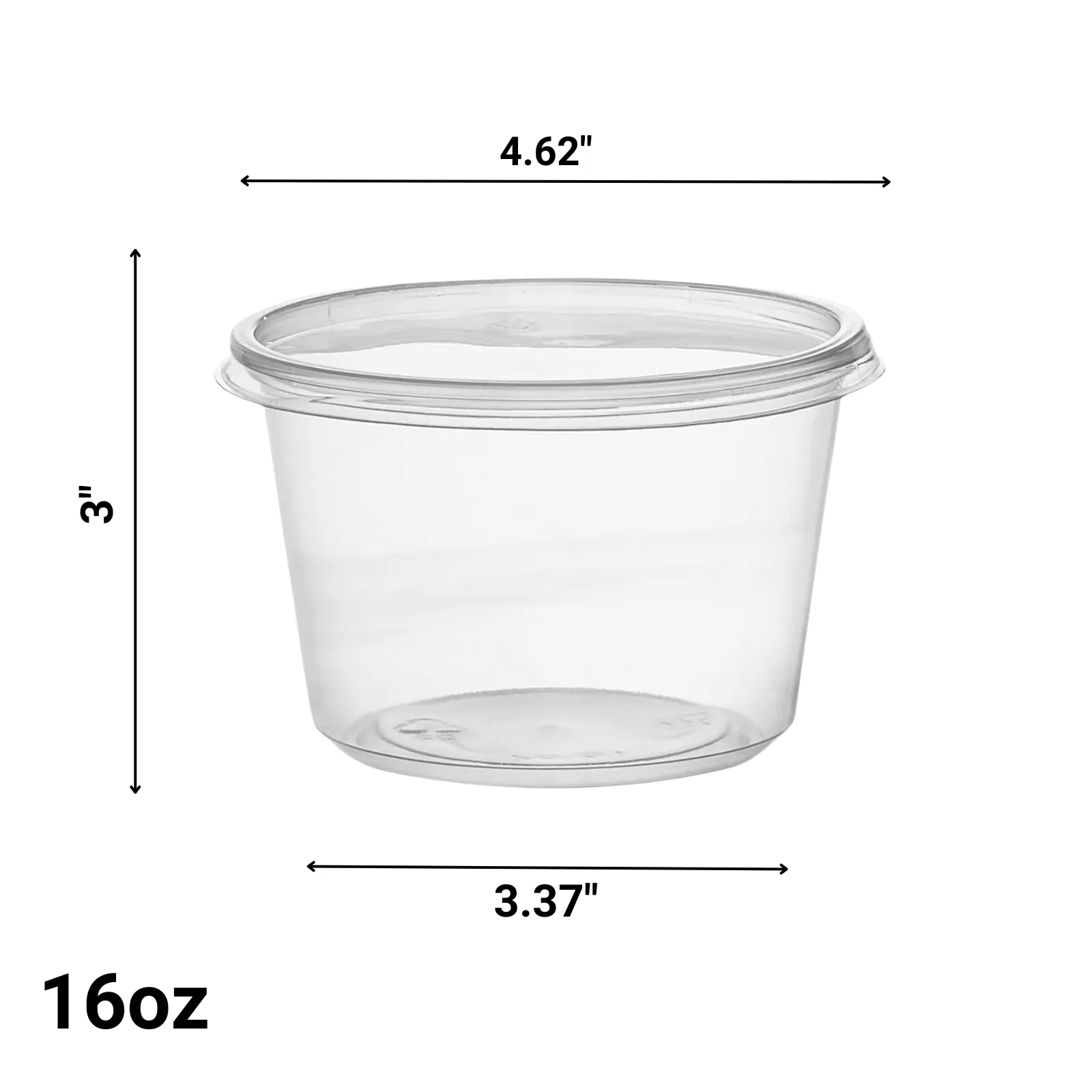 16oz Lightweight Clear Plastic Round Deli Container with Lids