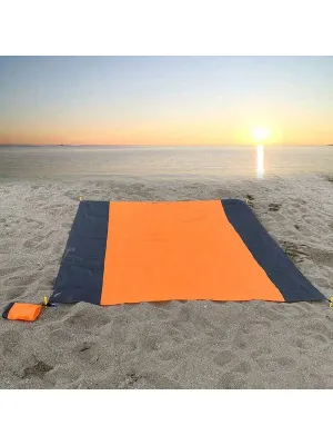 1pc Quick Dry Orange Beach Blanket - Compact, Soft, Waterproof Picnic Mat, Outdoor Camping Picnic Mat, Waterproof Portable Foldable Pocket Beach Mat, Polyester Fabric Camping Mat Beach Towel