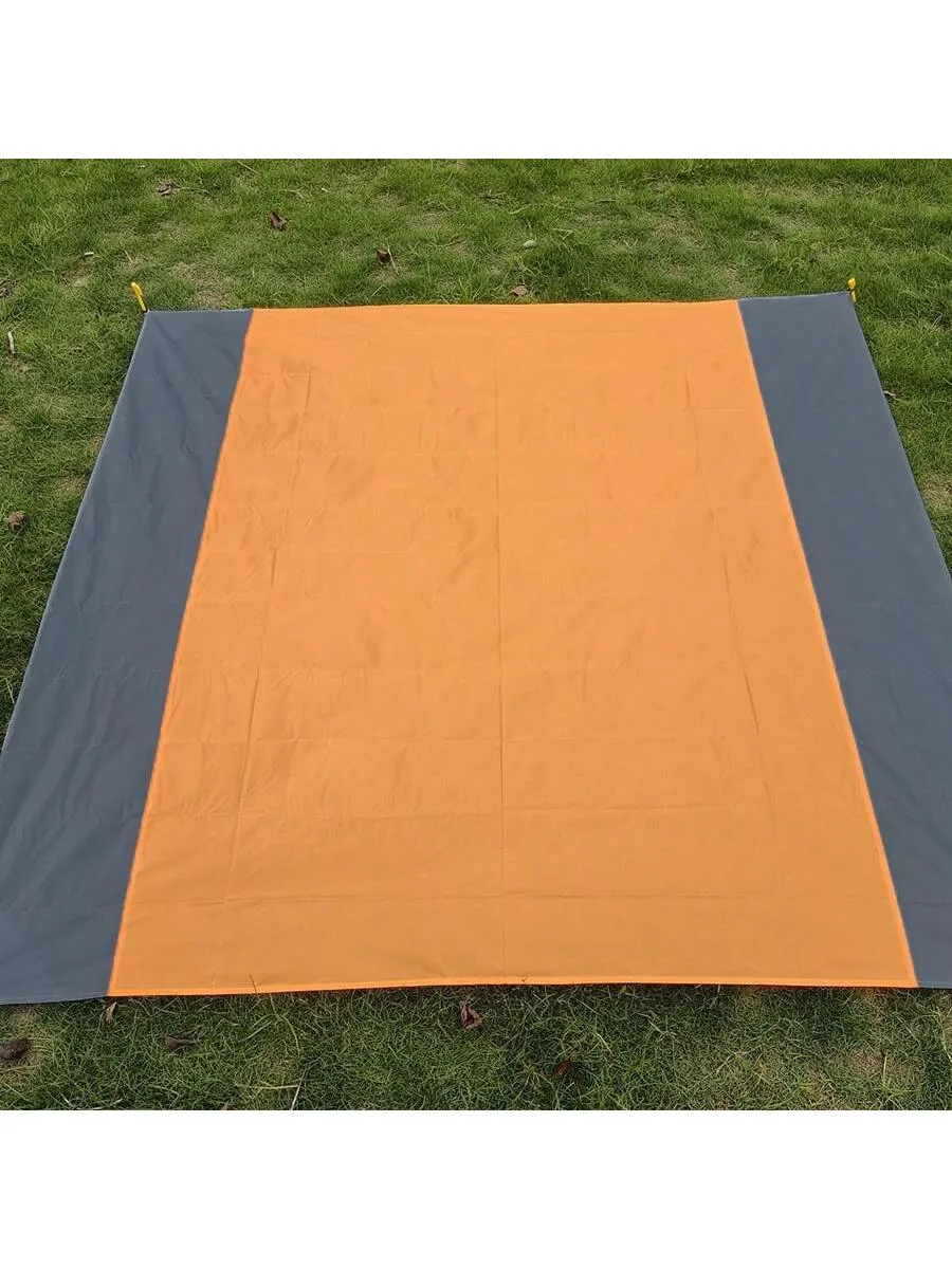 1pc Quick Dry Orange Beach Blanket - Compact, Soft, Waterproof Picnic Mat, Outdoor Camping Picnic Mat, Waterproof Portable Foldable Pocket Beach Mat, Polyester Fabric Camping Mat Beach Towel