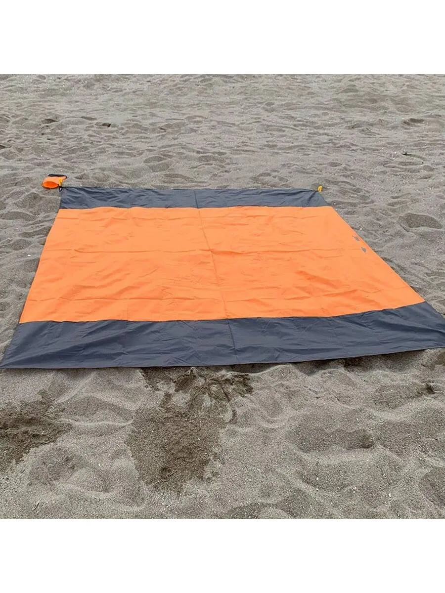 1pc Quick Dry Orange Beach Blanket - Compact, Soft, Waterproof Picnic Mat, Outdoor Camping Picnic Mat, Waterproof Portable Foldable Pocket Beach Mat, Polyester Fabric Camping Mat Beach Towel