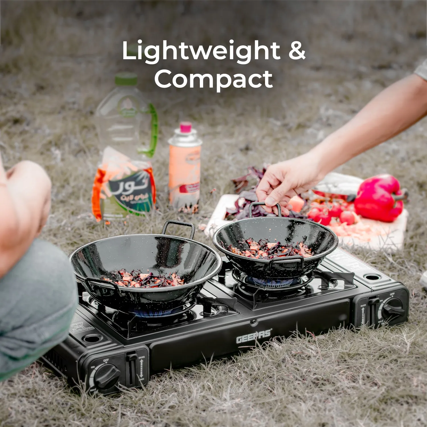 2-In-1 Lightweight Portable Double Burner Gas Stove