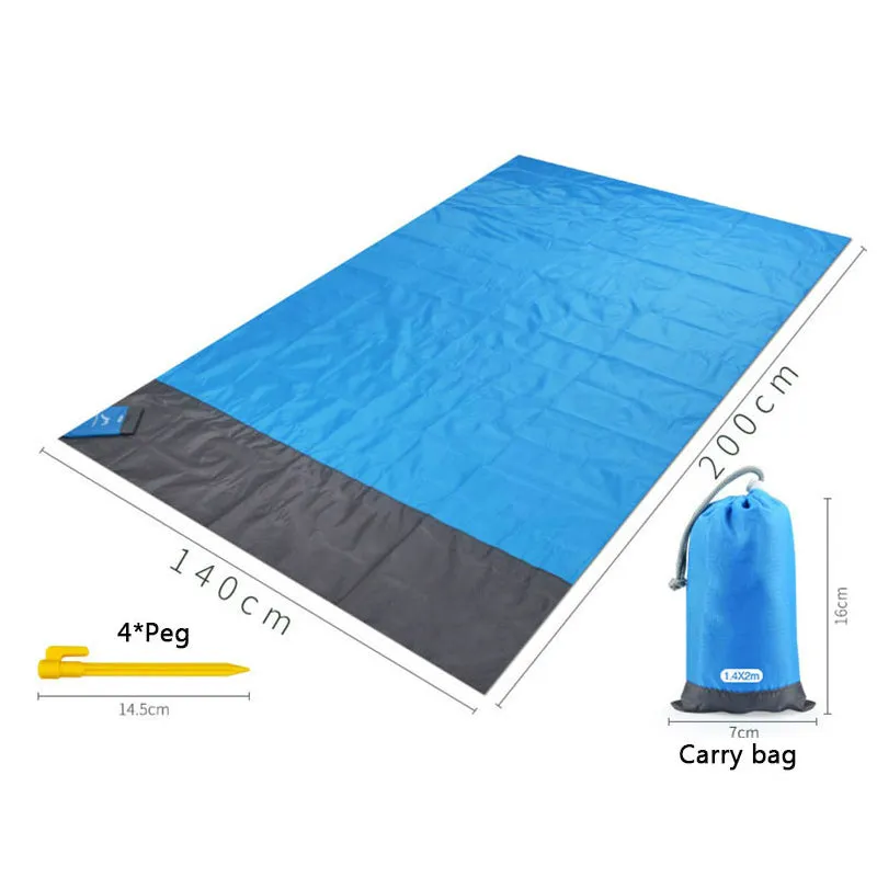 200x210cm Pocket Picnic Waterproof Beach Mat Sand Free Blanket Camping Outdoor Picknick Tent Folding Cover Bedding