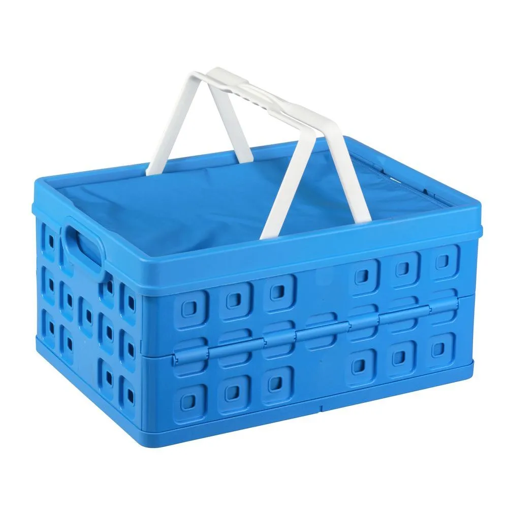 32L Folding Basket with Cooler Bag Blue