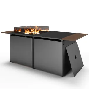 64" Gas Fire Pit Table with expandable Tabletop, 55,000 BTU