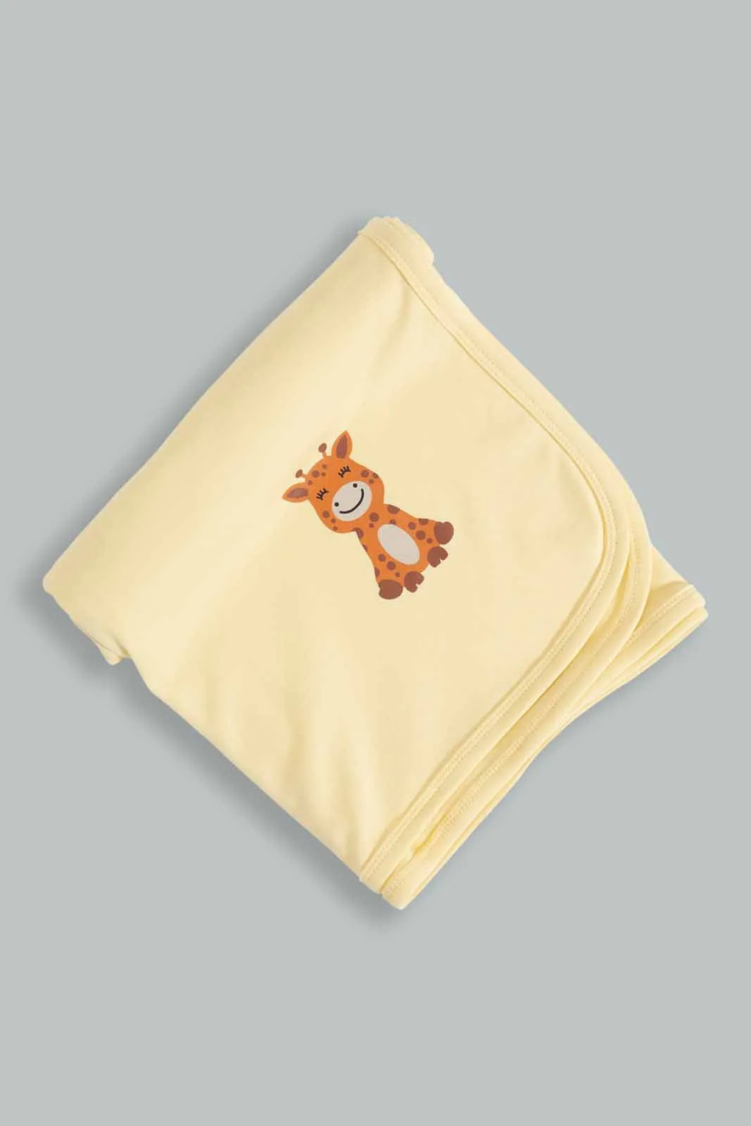 Babies White And Yellow Printed Blanket Set (2 Piece)