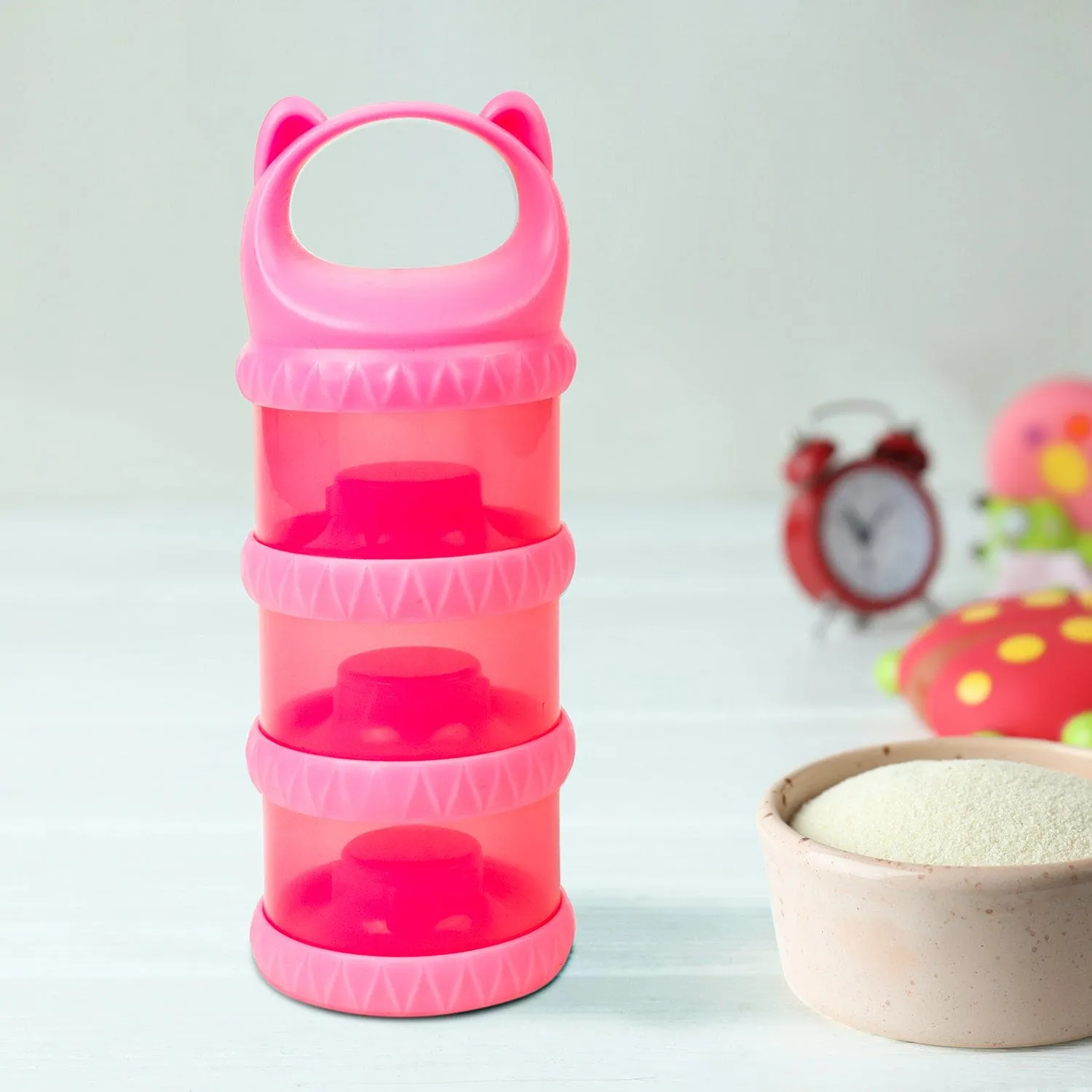 Baby Moo 3 Layer Portable BPA Free Milk Powder Container - Pink