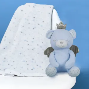 Baby Moo Royal Bear Cozy Plush Toy Blanket - Blue