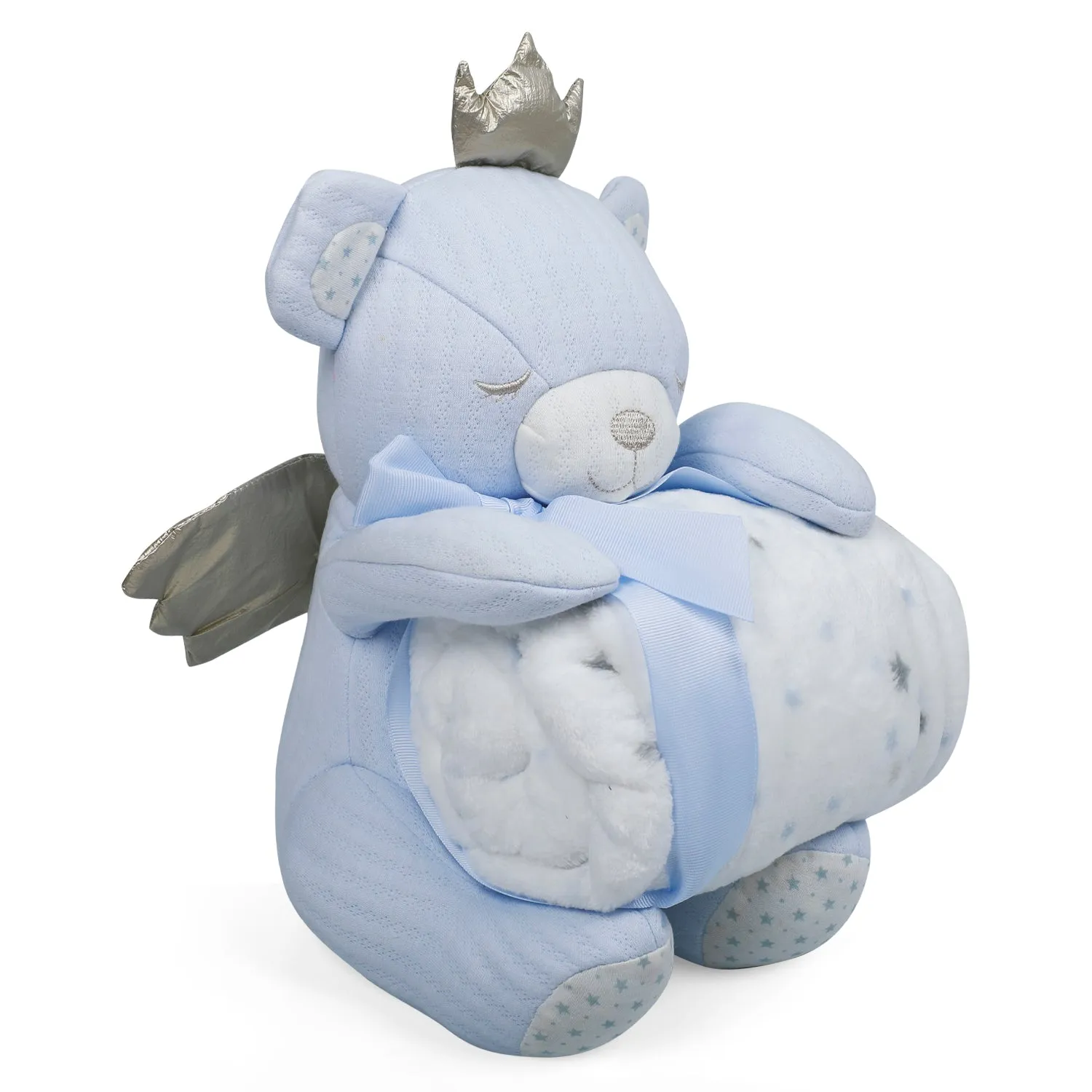 Baby Moo Royal Bear Cozy Plush Toy Blanket - Blue