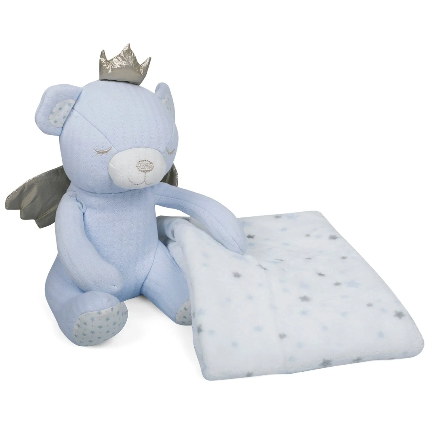 Baby Moo Royal Bear Cozy Plush Toy Blanket - Blue