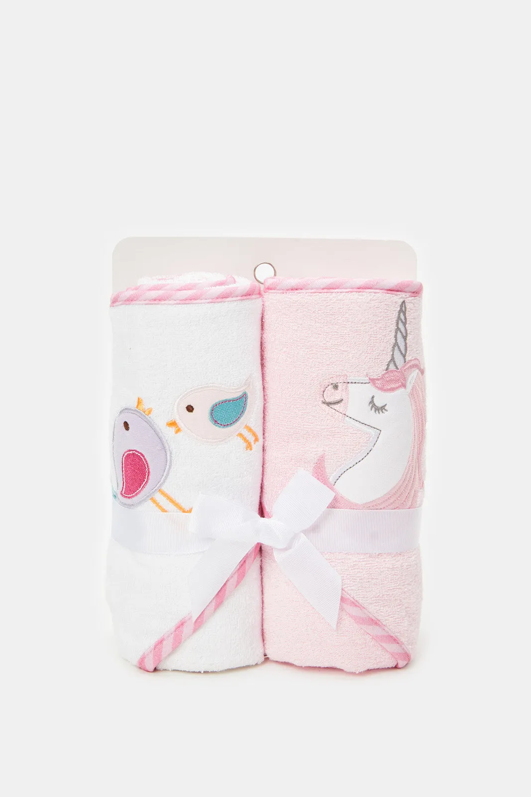 Baby Pink And White Hooded Towel (Pack of 2)