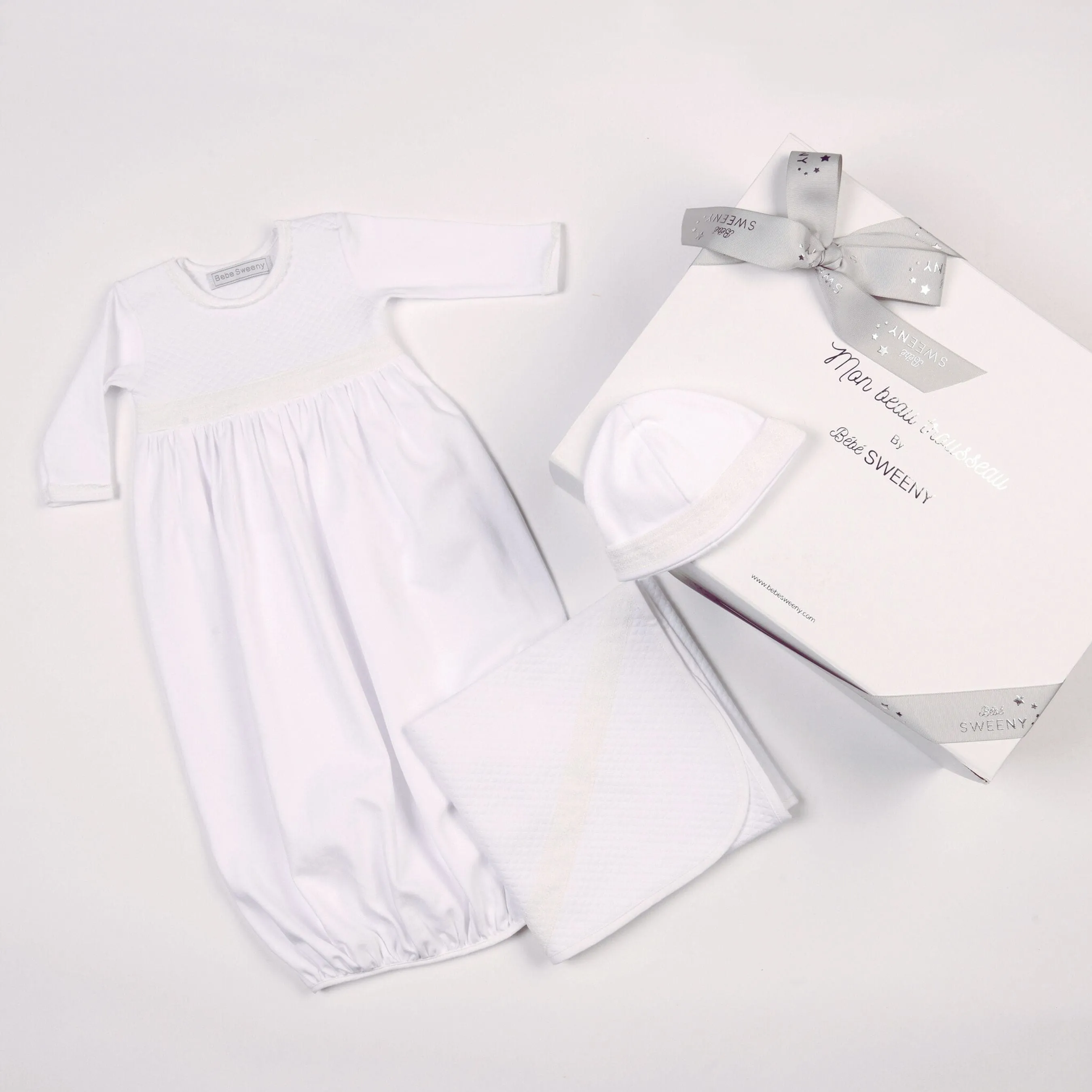 Baby White Cotton Gown Set (3)