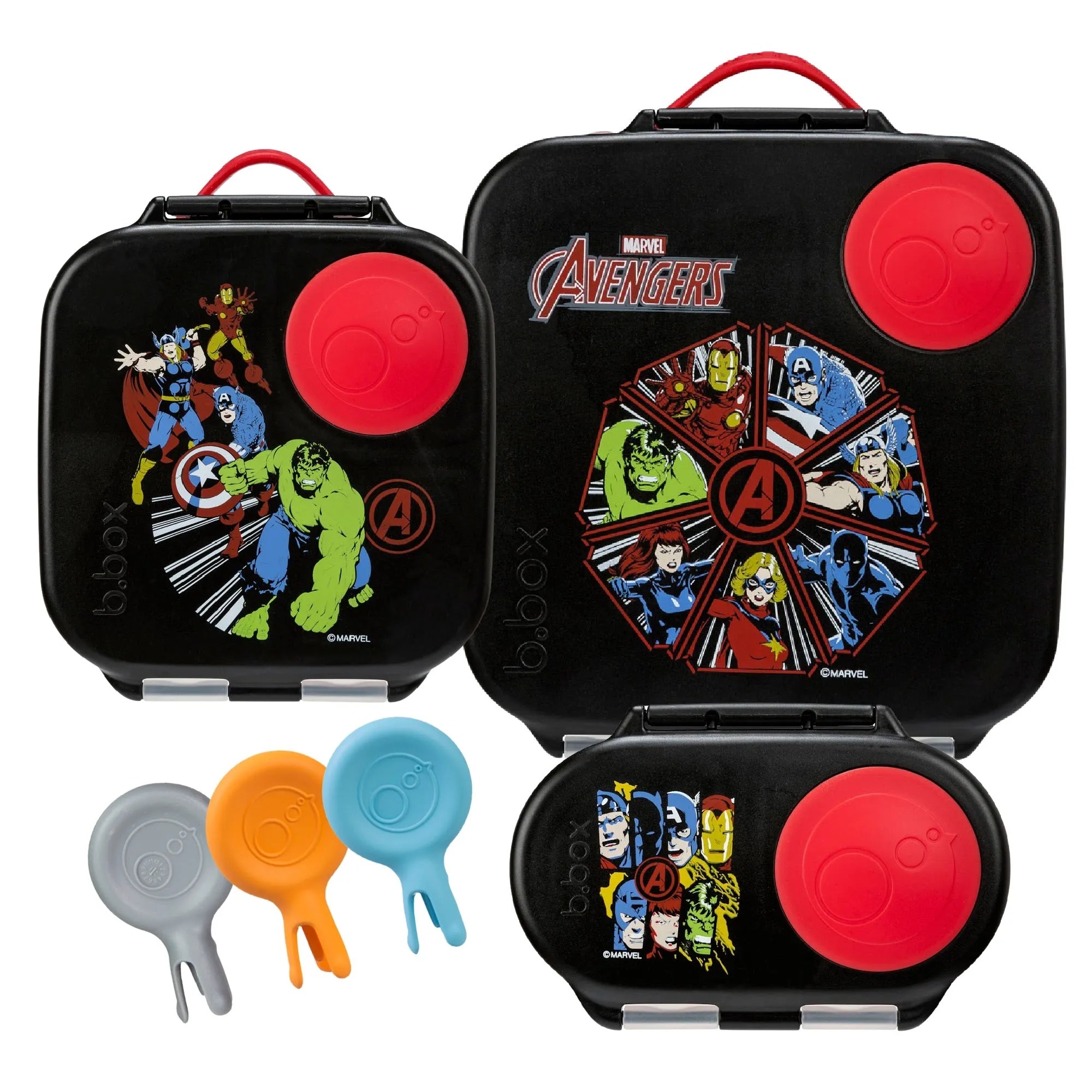 b.box Bento Large & Mini Lunch Box & Snack Box Bundle - Avengers