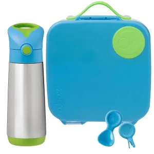 b.box Large Lunch Box & Large Bottle Bundle - Ocean Breeze - Bonus Cutlery!