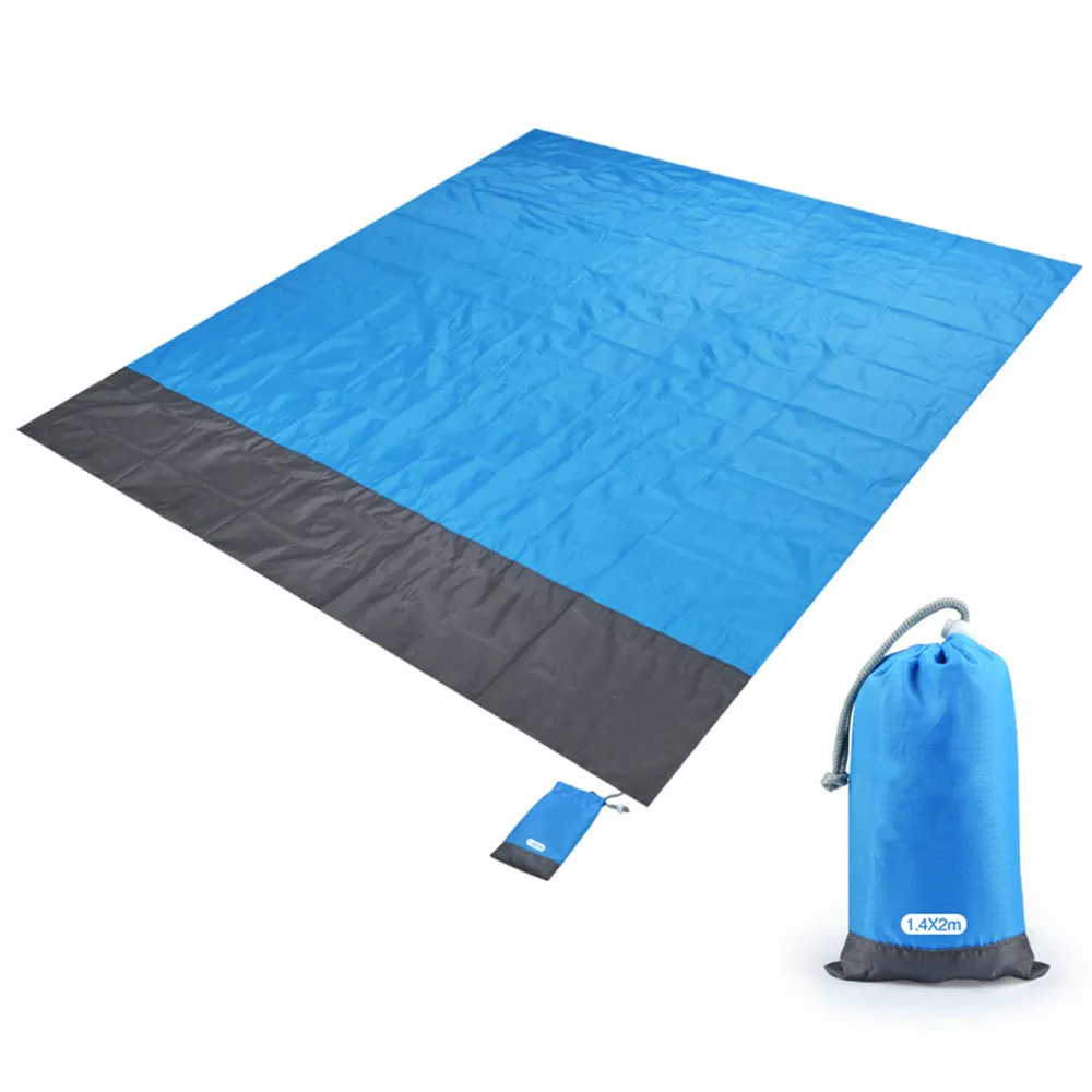 Beach Blanket Sandproof Beach Mat Beach Sheet Waterproof Sand Mat with Stakes Lightweight Mat for Picnic Camping