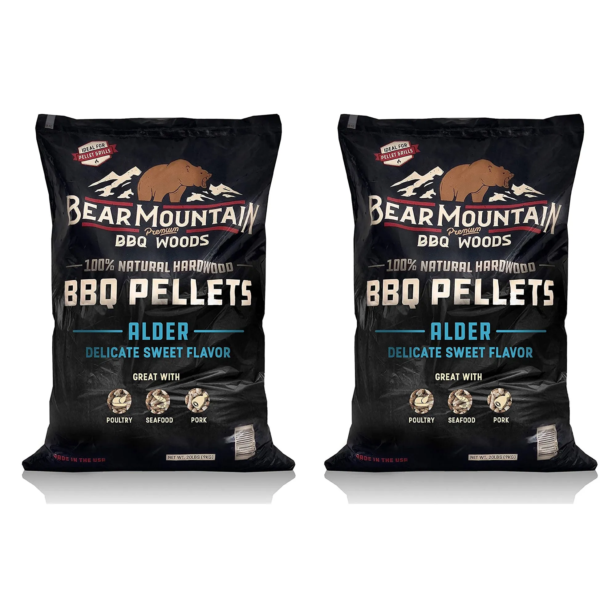 Bear Mountain 100 Percent Natural Alder Sweet Flavor Pellets, 20 Pounds (2 Pack)