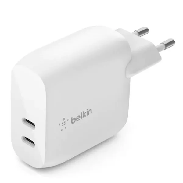 BELKIN BoostCharge 40W Dual-port USB Type-C PD Wall Charger - White