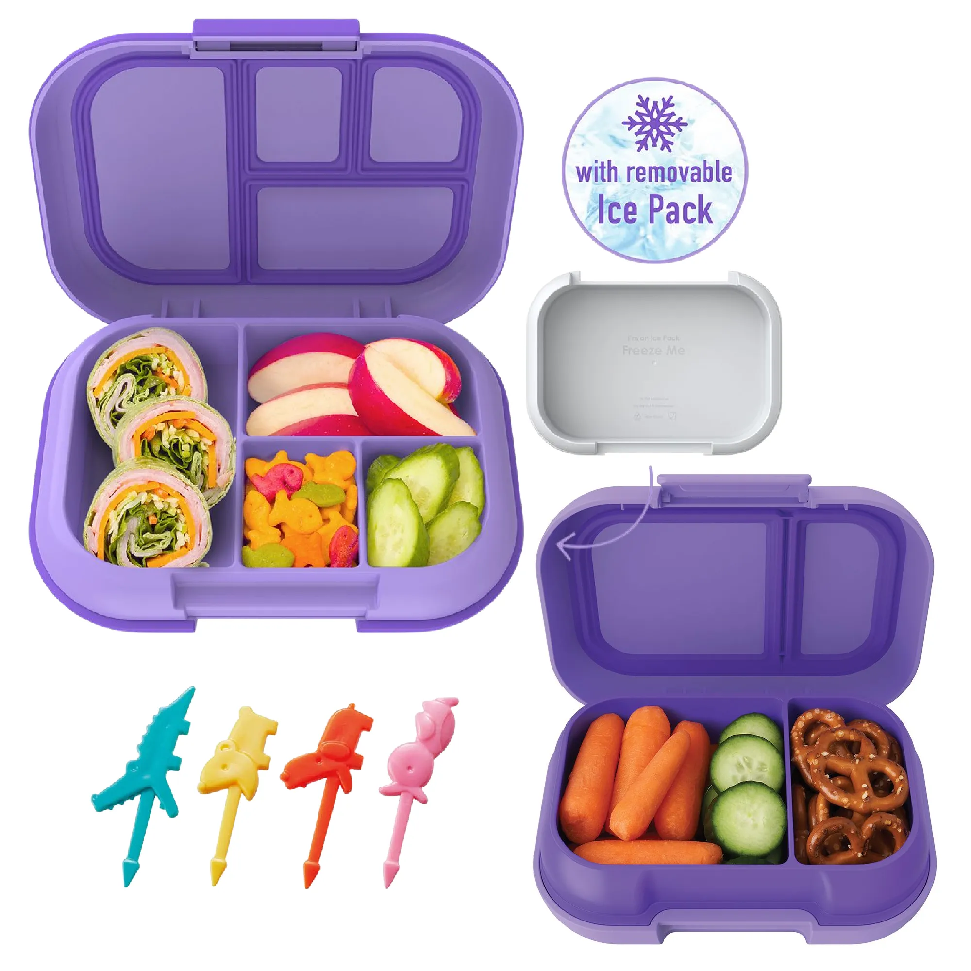 Bentgo Kids CHILL Lunch Box & Snack Box Bundle - Purple