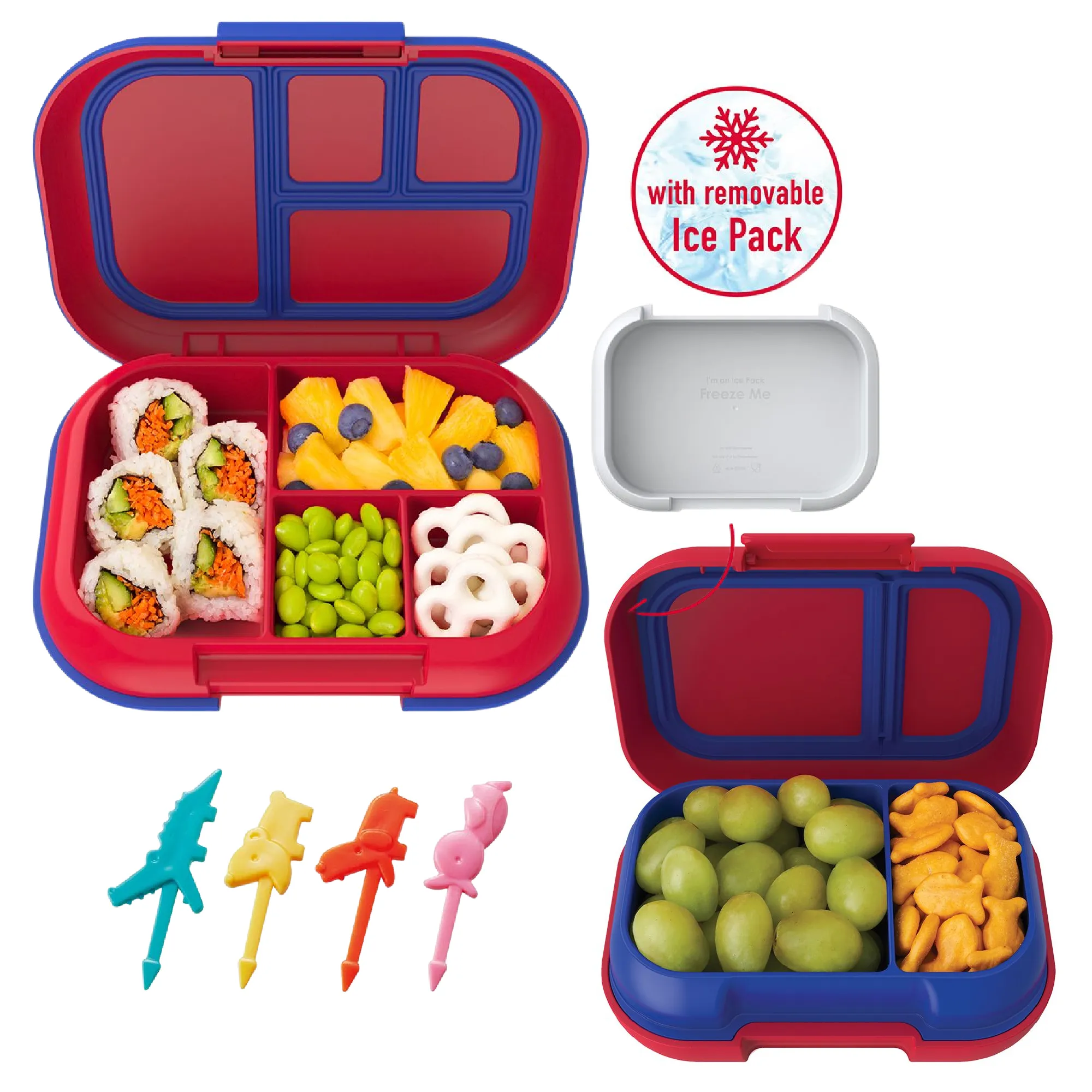 Bentgo Kids CHILL Lunch Box & Snack Box Bundle - Red/Royal