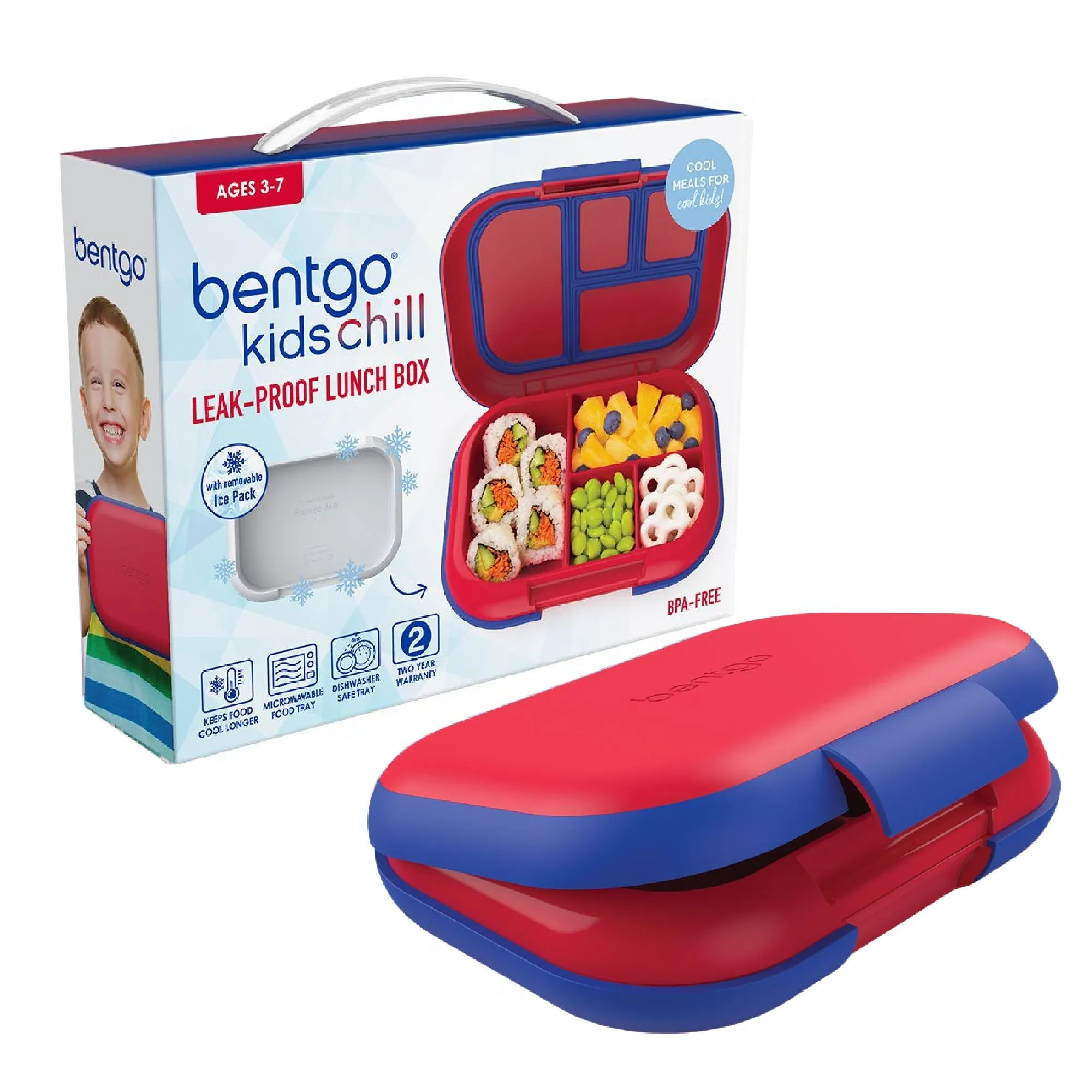 Bentgo Kids CHILL Lunch Box & Snack Box Bundle - Red/Royal