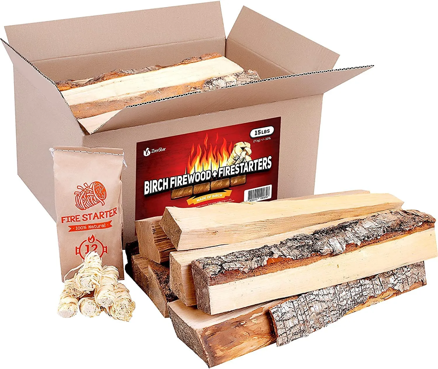 Birch Firewood 15-20 Lbs - Split Seasoned Fire Wood For Fireplace And Campfire - Natural