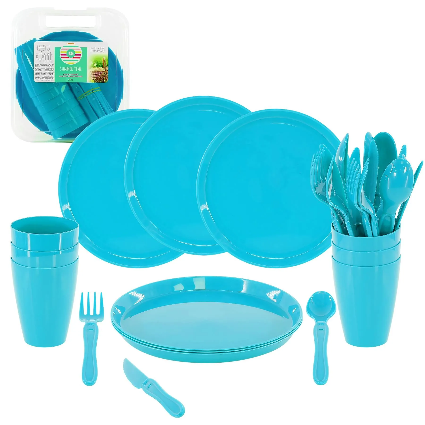 Blue Camping Set For Six 31 PCS