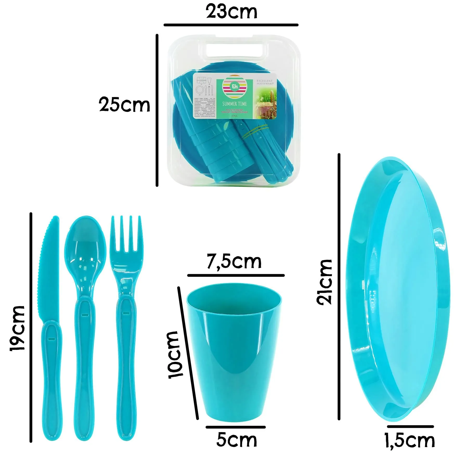 Blue Camping Set For Six 31 PCS