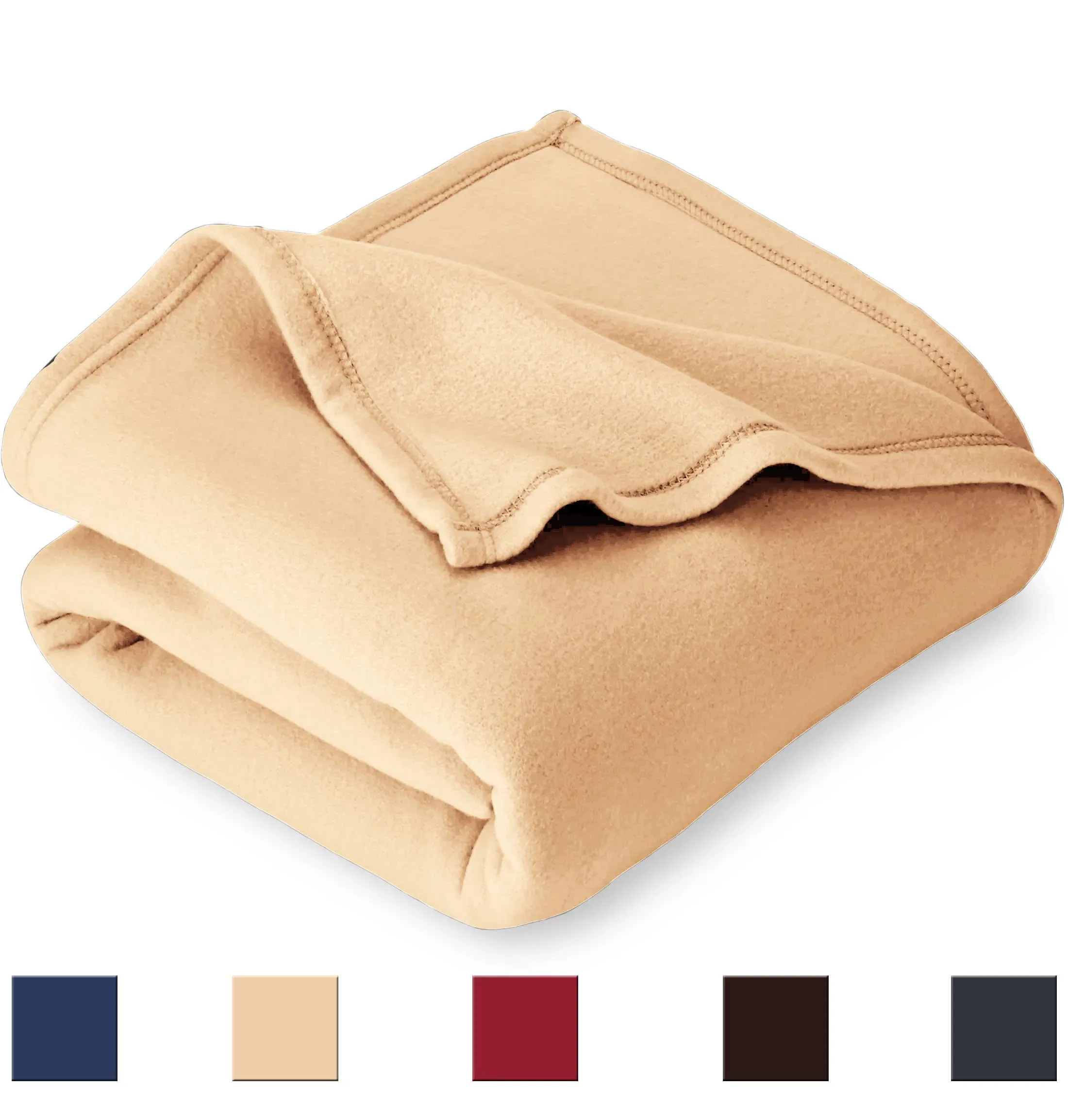 BSB HOME Plain Polar Fleece Heavy Weight Double Bed Blanket Warm Soft & Comfortable for Winter/AC Room/Hotel/Donation/Travelling (Beige, 1200 Gram, 90x90 Inches)