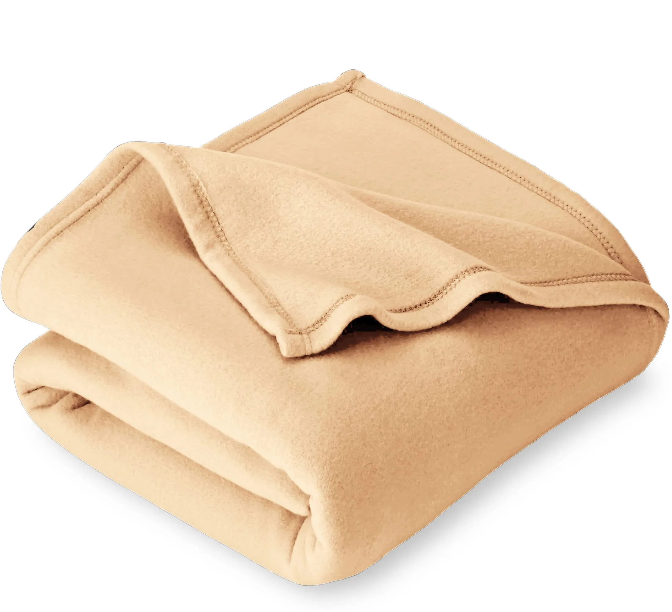 BSB HOME Plain Polar Fleece Heavy Weight Double Bed Blanket Warm Soft & Comfortable for Winter/AC Room/Hotel/Donation/Travelling (Beige, 1200 Gram, 90x90 Inches)