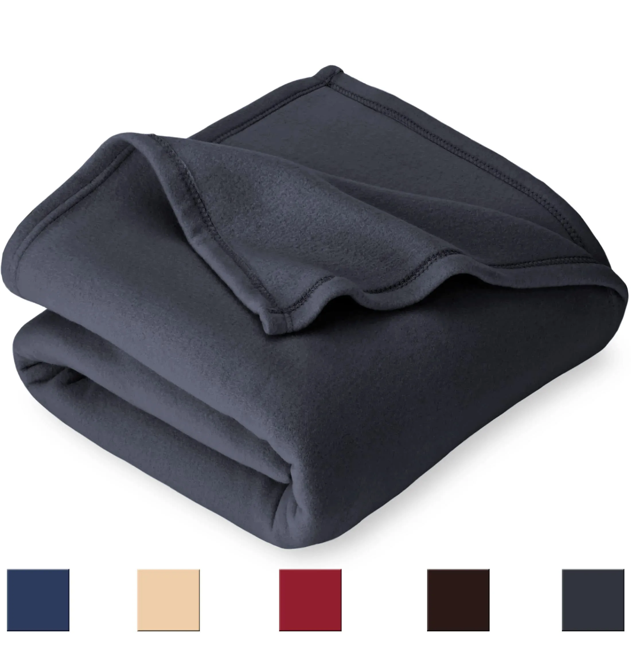 BSB HOME Plain Polar Fleece Heavy Weight Double Bed Blanket Warm Soft & Comfortable for Winter/AC Room/Hotel/Donation/Travelling (Grey, 1200 Gram, 90x90 Inches)