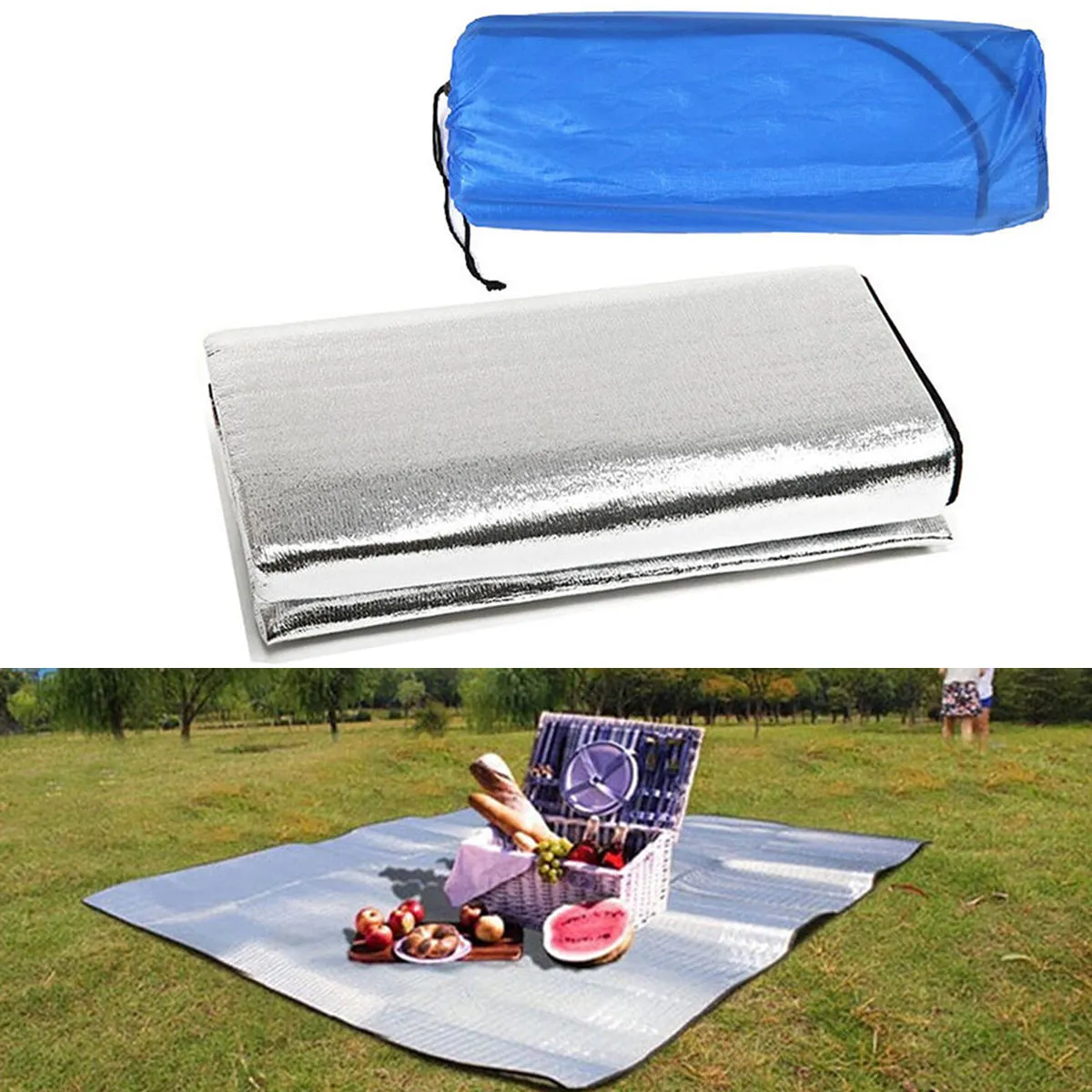 Camping Sleeping Mat Aluminum Foil EVA Mat Outdoor Foldable Moisture-proof Mattress Blanket Waterproof Pad For Camp Picnic