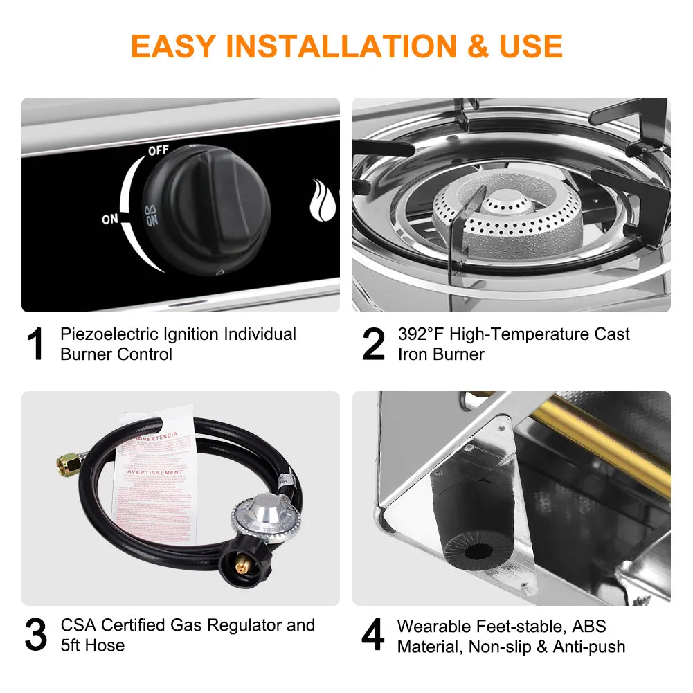 Camplux Single Burner Propane Stove - 9,800 BTU