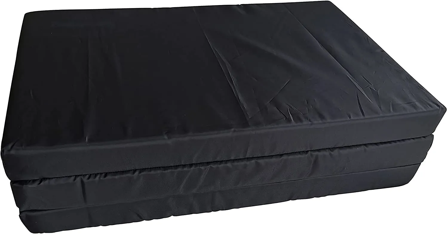 Deevine Craft 3 Fold Medium Hard EPE Foam 2 Inch Thickness Floor Light Weight Foldable Movable Mattress, Bed Mattress for Travel, Picnic, Yoga Mat Tri Fold Mattress 2 inch Thick Single Bed Black Cover