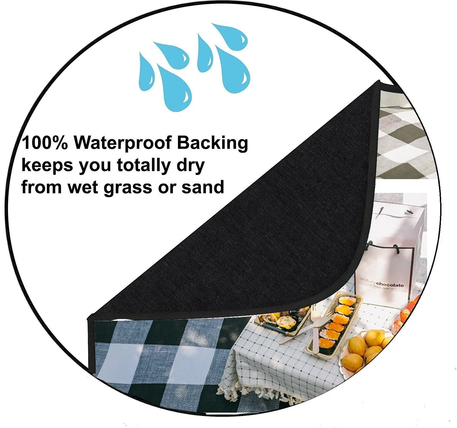 DEYI Waterproof Picnic Blanket Mat Large Oversized White and Grey Checkered