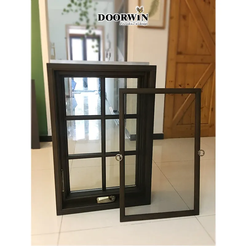 Doorwin 2021latest aluminum clad wood american window frames grill design Modern wooden sash windows solid wood window grill design window