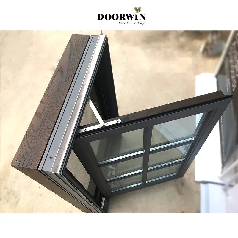 Doorwin 2021latest aluminum clad wood american window frames grill design Modern wooden sash windows solid wood window grill design window