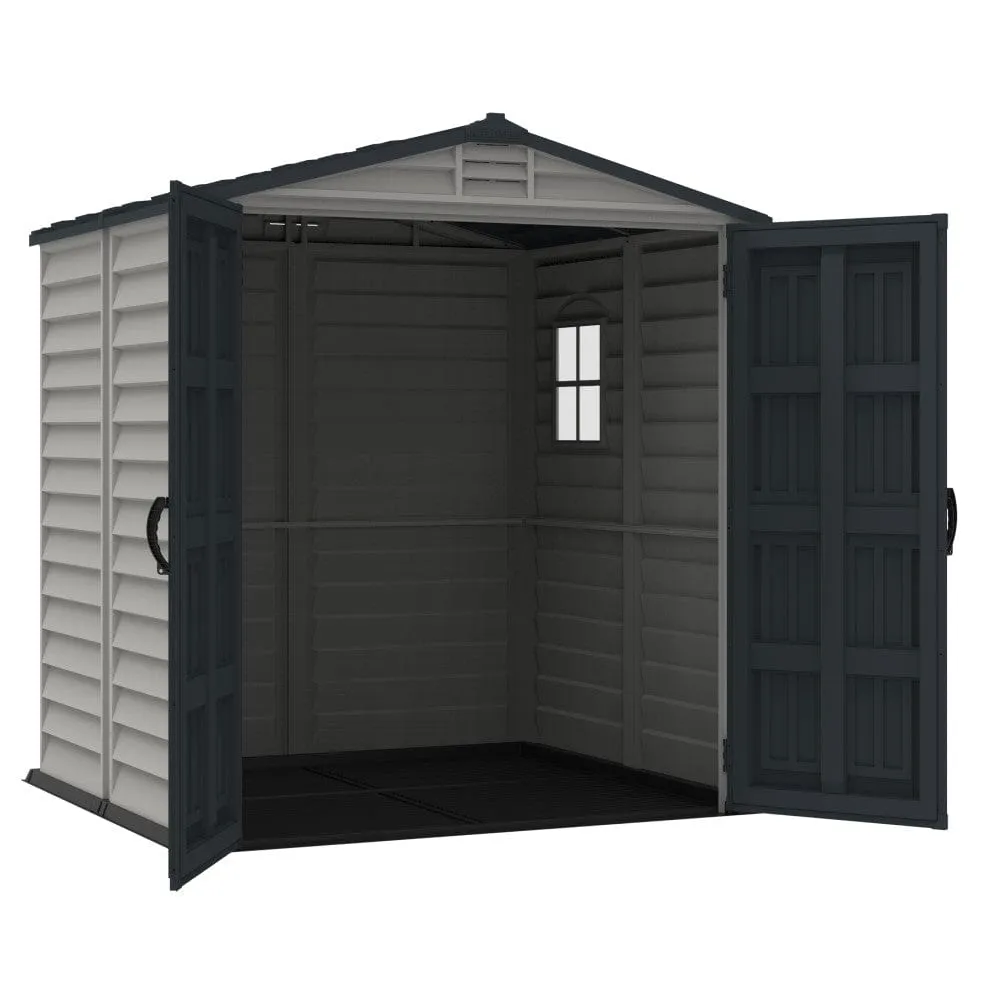 DuraMax | StoreMate Plus 6x6x7 ft Vinyl Plastic Storage Shed with Floor