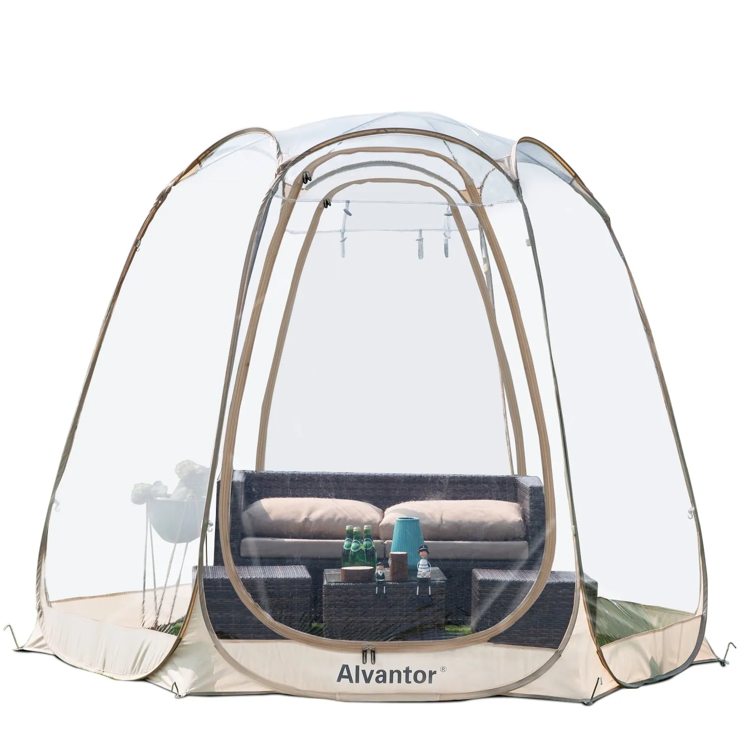 essential Bubble Tent Pop up Canopy Family Camping Gazebo 10'Lx10W'x7'H Beige