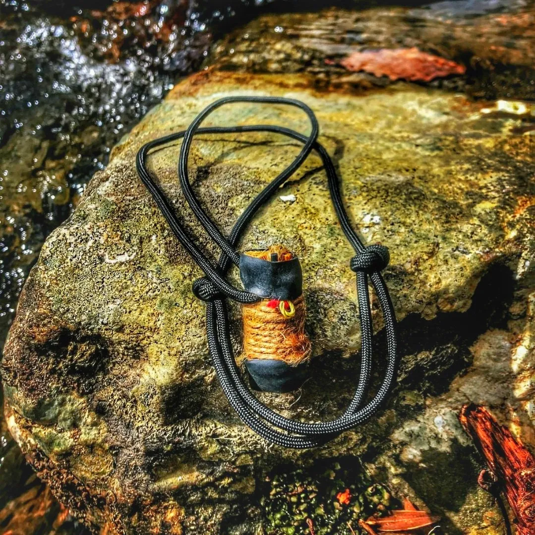 Fatwood Lanyard Kit - Emergency Kindling and Tinder Survival Necklace with firestarter.