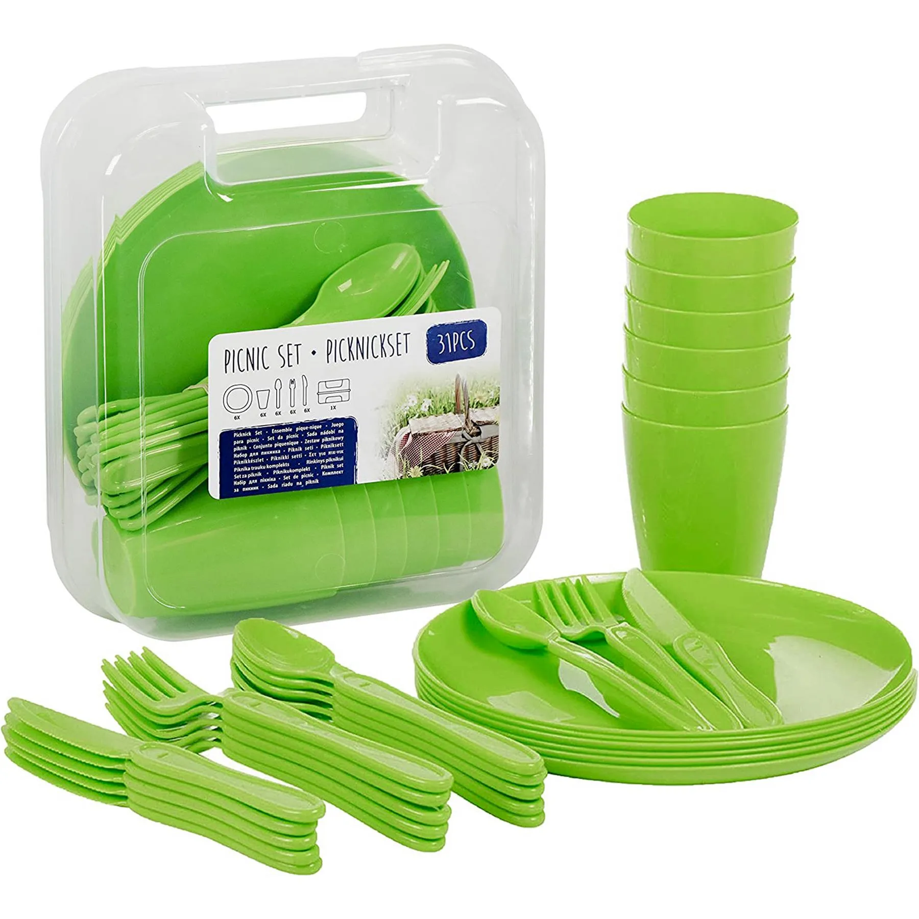 Green Camping Set For Six 31 Pieces