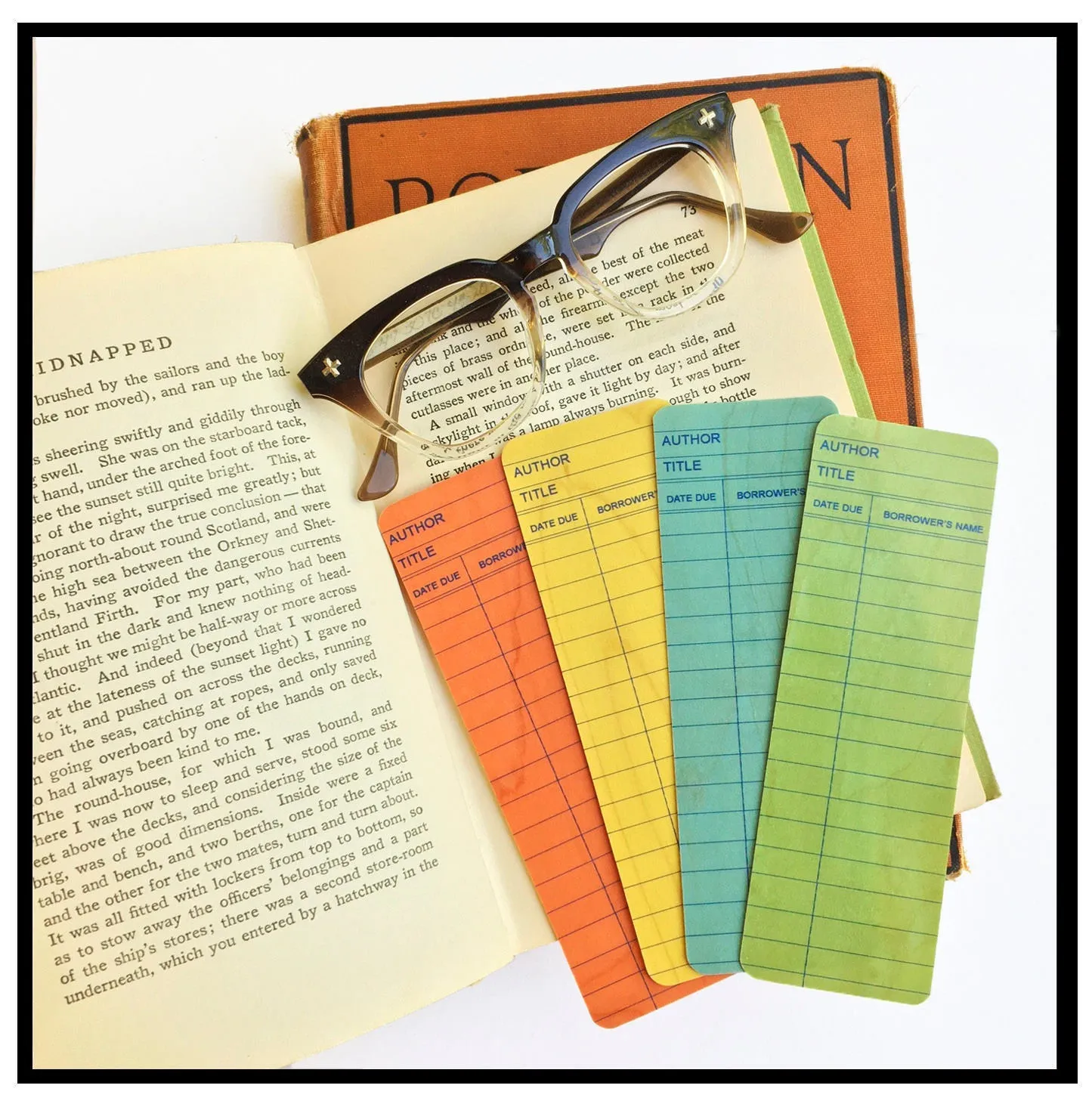 Green Library Book Card design - Wood Bookmark