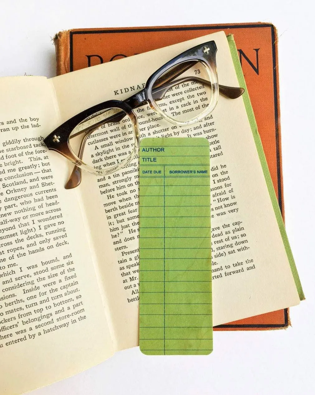 Green Library Book Card design - Wood Bookmark