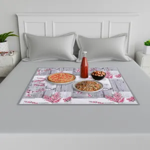 Heart Home Food Mat | Bedsheet Protector for Home | Reversible Bed Server Mat | Pink Flower Mattress Protector for Home | Food Mat for Kids | 92 cm | Gray