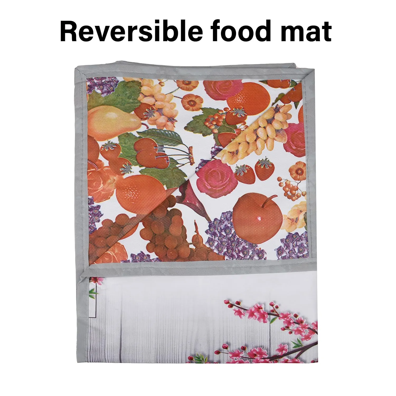 Heart Home Food Mat | Bedsheet Protector for Home | Reversible Bed Server Mat | Pink Flower Mattress Protector for Home | Food Mat for Kids | 92 cm | Gray