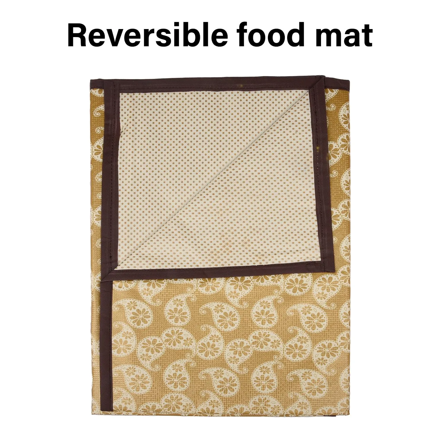 Heart Home Food Mat | Waterproof Bedsheet Protector | Reversible Bed Server Mat | Carry Square Mattress Protector for Home | Food Mat for Kids | 92 cm | Golden