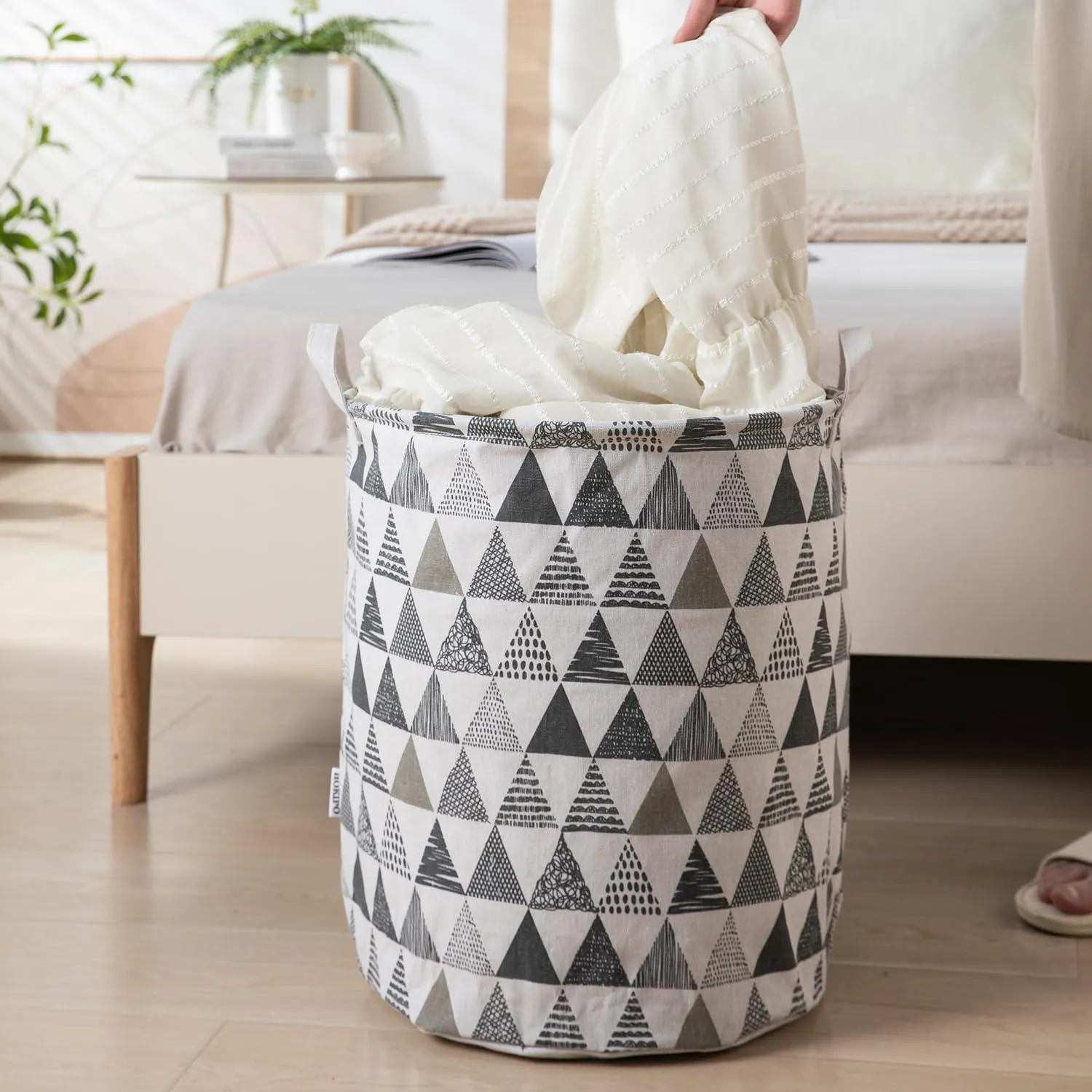 HOKIPO Folding Laundry Basket for Clothes - Large 43 LTR , Grey