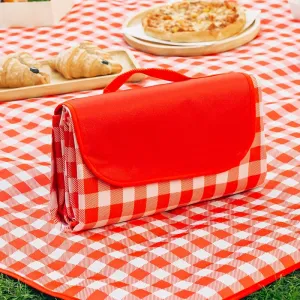 Homestic Picnic Mat | Foldable Blanket for Picnic | Water Resistant Handy Mat | Portable Mat for Outdoor | Bag Design Picnic Mat | JY2206 | Red