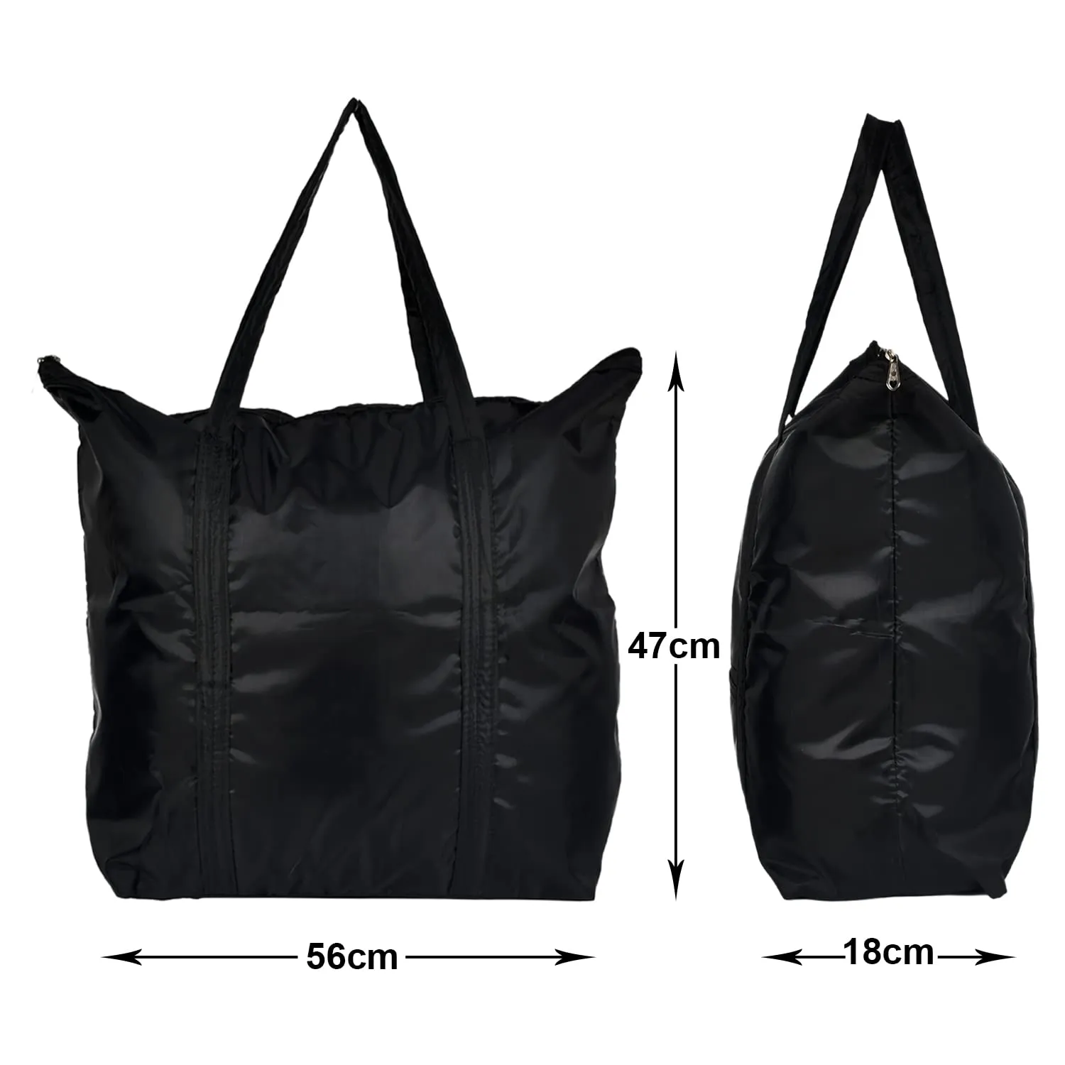 Kuber Industries Multiuses Polyster Storage Bag, Shopping Bag, Tote Bag, Cloth Bag With 1 Small Pocket & Handle - Pack of 3 (Black)-47KM01253