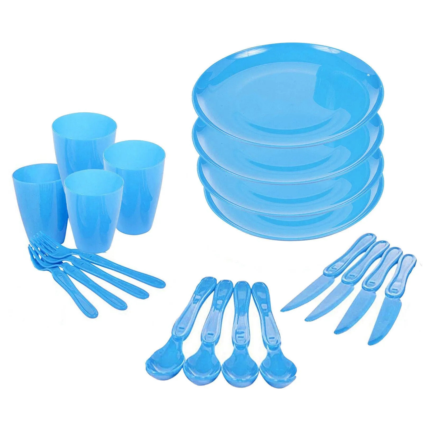 Large Picnic Set With Storage Box For Four - 21 Pieces