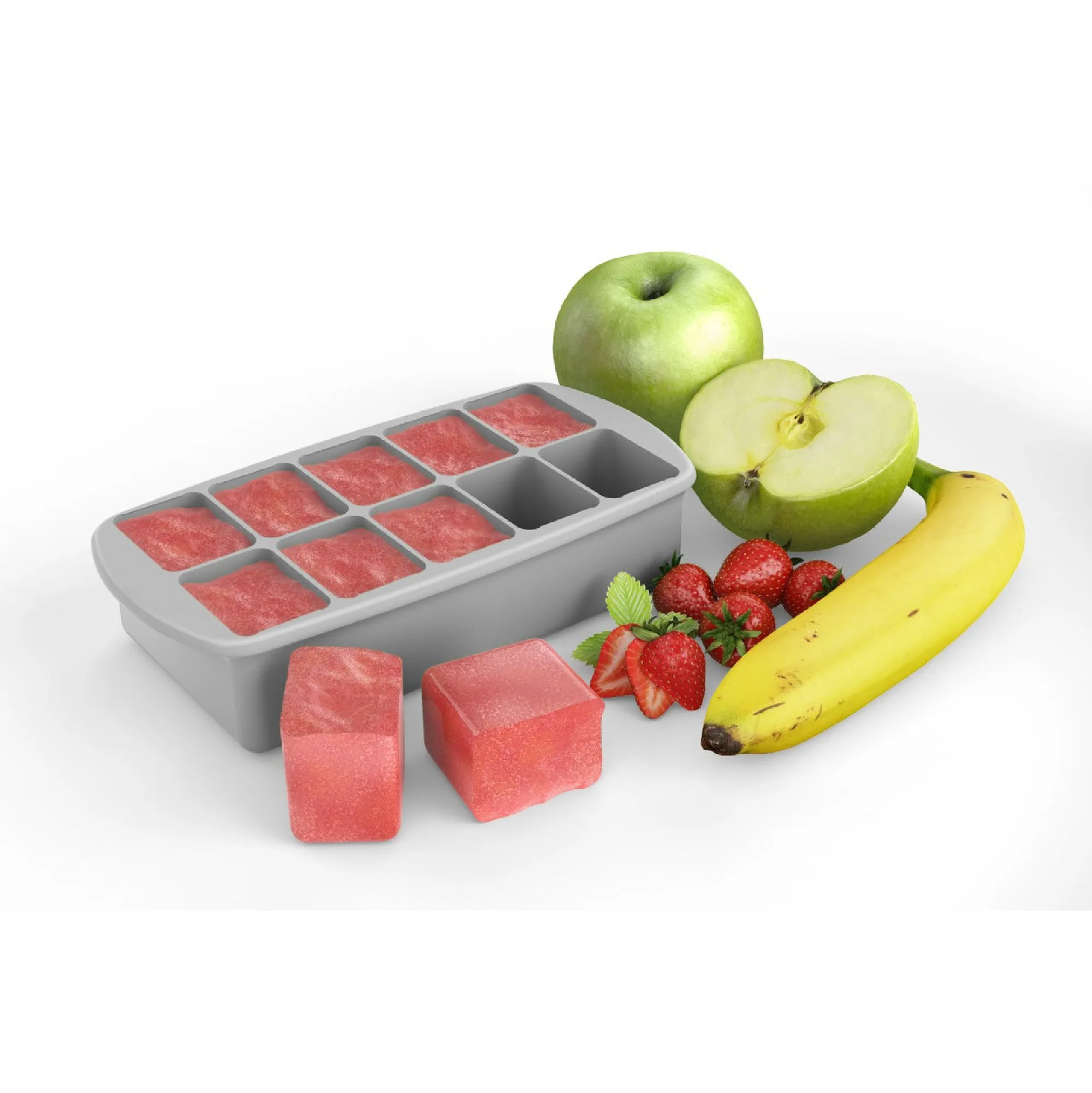 melii Baby Food Prep Silicone Tray with Lid Grey - BPA-Free, Versatile, Stackable for Convenient Freezing and Odor Protection